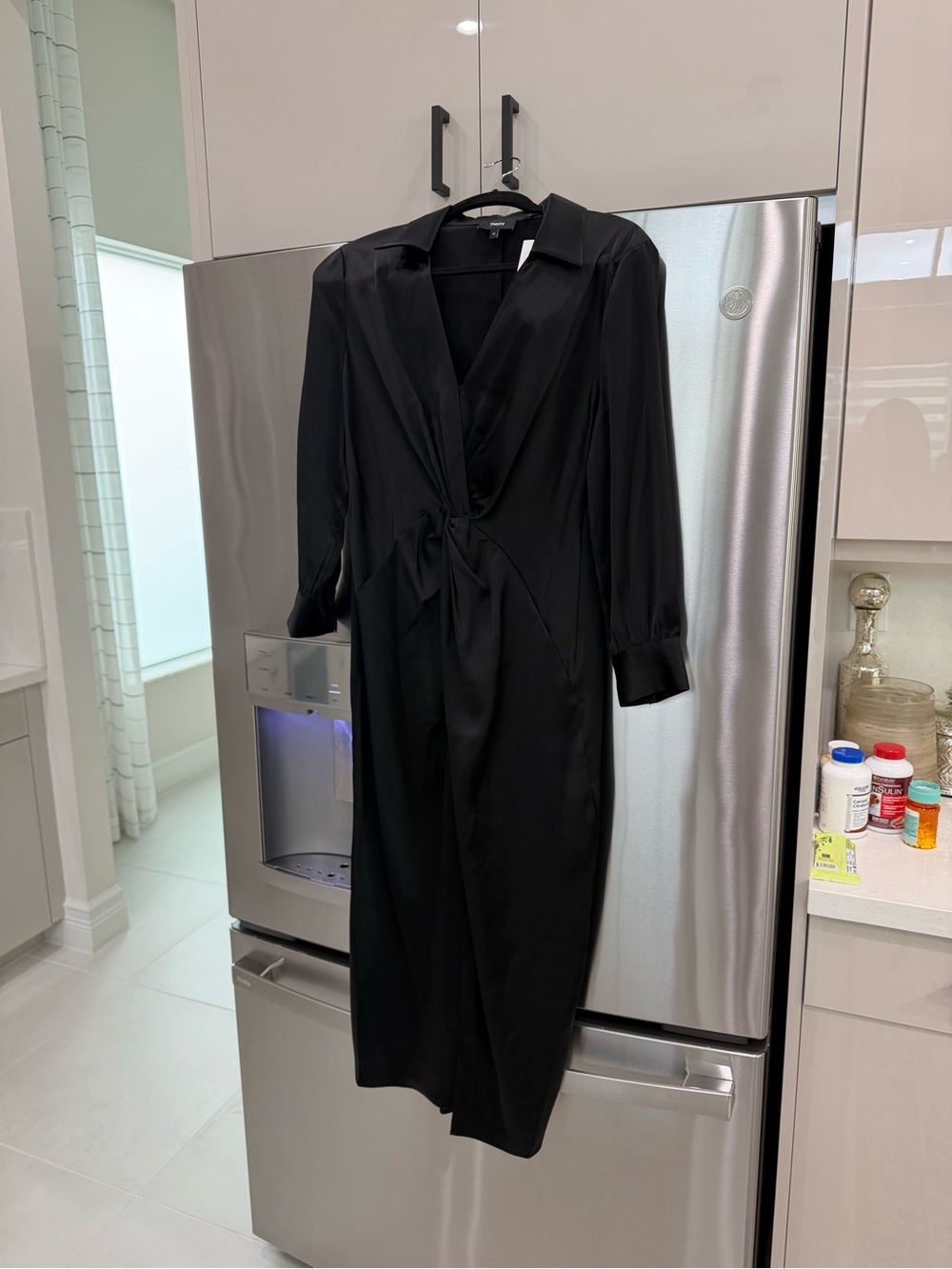 NWT Theort Black Twist-Front Long Sleeve Dress - sz 10